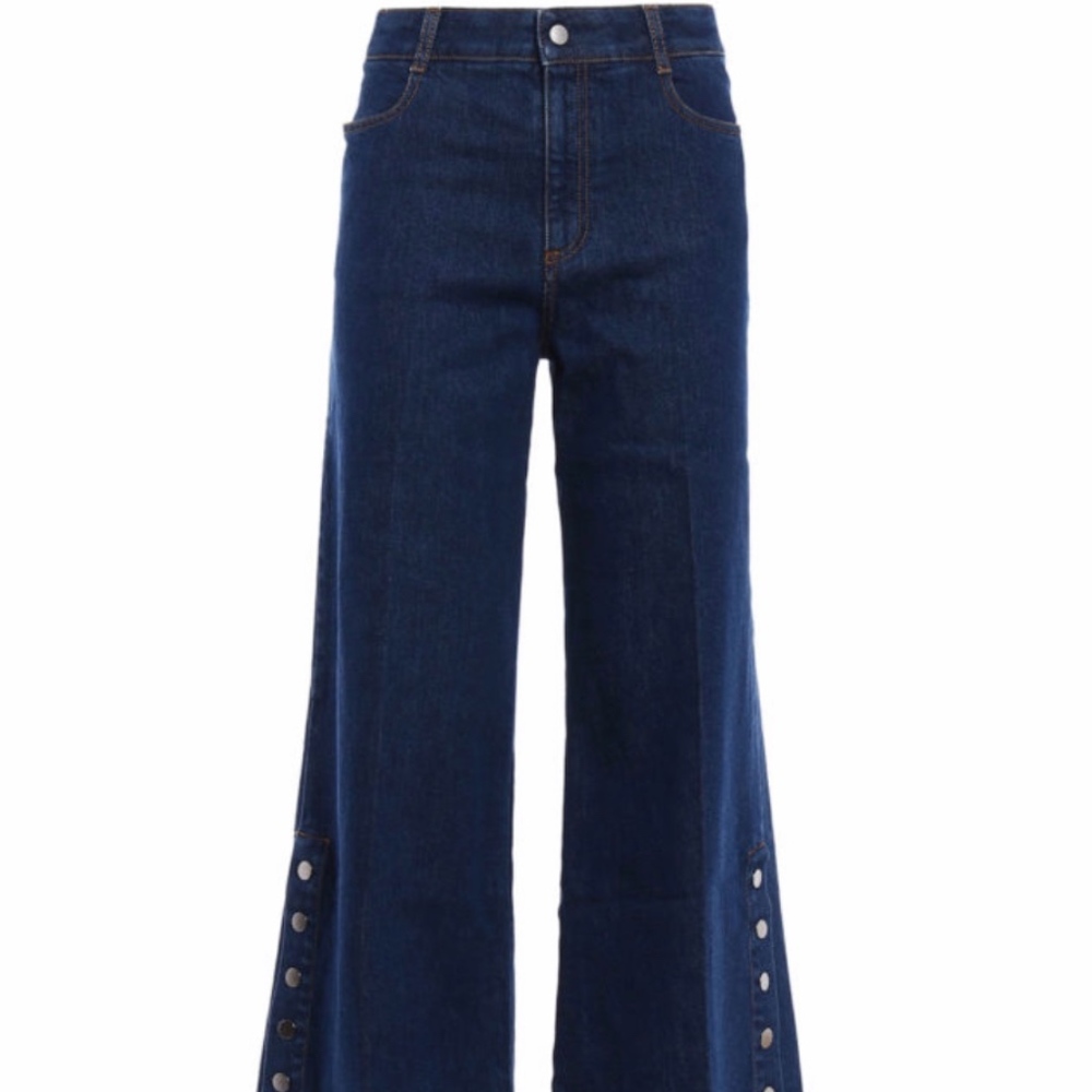 Stella McCartney Cropped High-Rise Wide Leg Jeans
